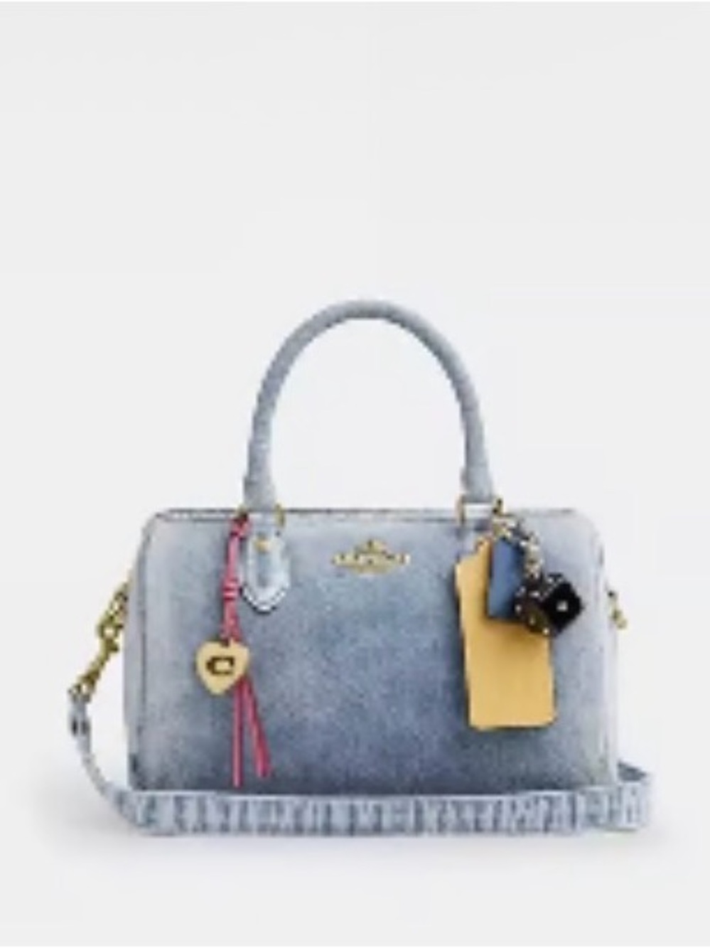 Coach Light Blue Denim Satchel with Multi-Color Charms